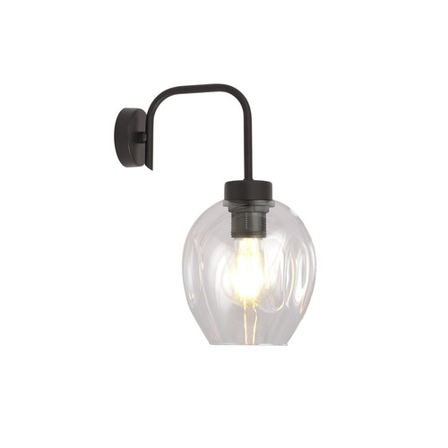 Lukka K1 Sort/Transparent vegglampe - Ø14 cm, E27, 230V, uten lyskilde