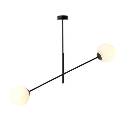Linear 2 Sort/Opal pendellampe - Ø15 cm, E14, 230V, uten lyspære