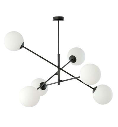 Linear 6 Sort/Opal pendellampe - Ø15 cm, E14, 230V, uten lyskilde
