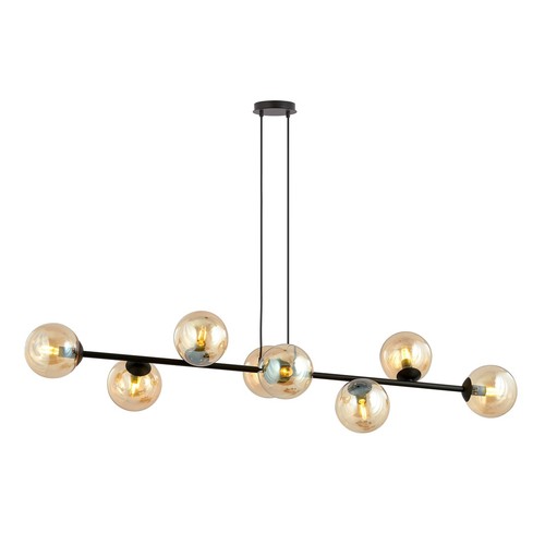 Rossi 8 Sort/Amber pendellampe - Ø14 cm, E14, 230V, uten lyskilde