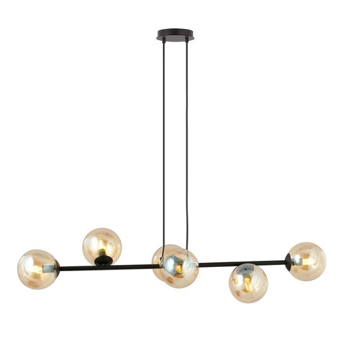 Rossi 6 Sort/Amber pendellampe - Ø14 cm, E14, 230V, uten lyskilde