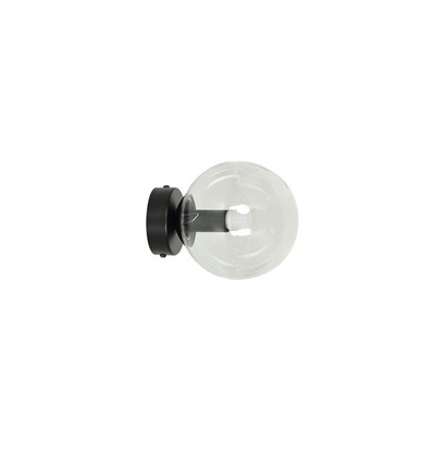 Rossi K1 Sort/Transparent vegglampe - Ø14 cm, E14, 230V, uten lyspære.