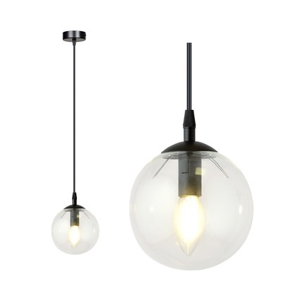 Cosmo 1 Sort/Transparent pendellampe - Ø14 cm, E14, 230V, uten lyskilde