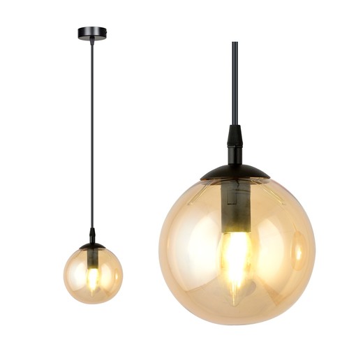 Cosmo 1 Sort/Amber pendellampe - Ø14 cm, E14, 230V, uten lyskilde
