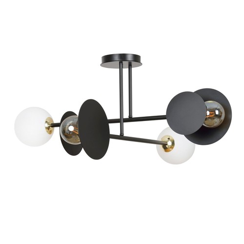 Minerva 4 Sort taklampe - Ø15 cm, E27, 230V, uten lyskilde