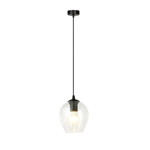 Istar 1 Svart/Transparent pendellampe - Ø14 cm, E27, 230V, uten lyskilde