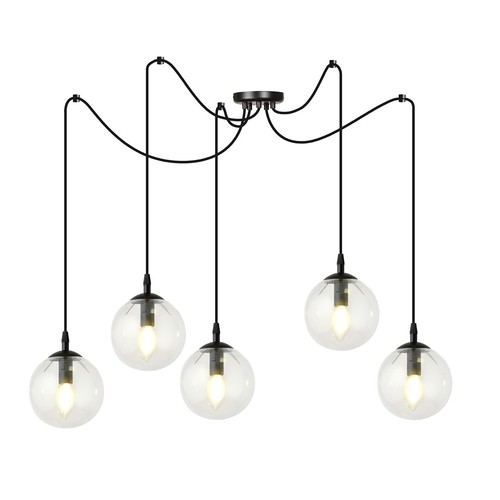 Gigi 5 Sort/Transparent pendellampe - Ø14 cm, E14, 230V, uten lyskilde