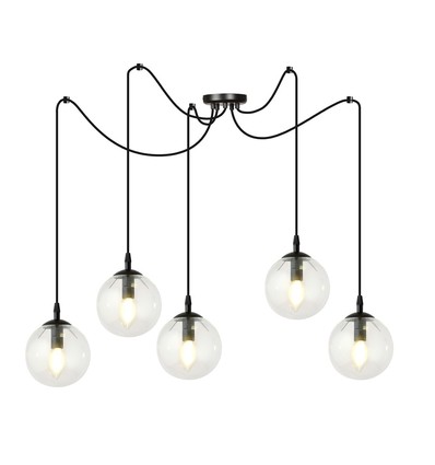 Gigi 5 Sort/Transparent pendellampe - Ø14 cm, E14, 230V, uten lyskilde