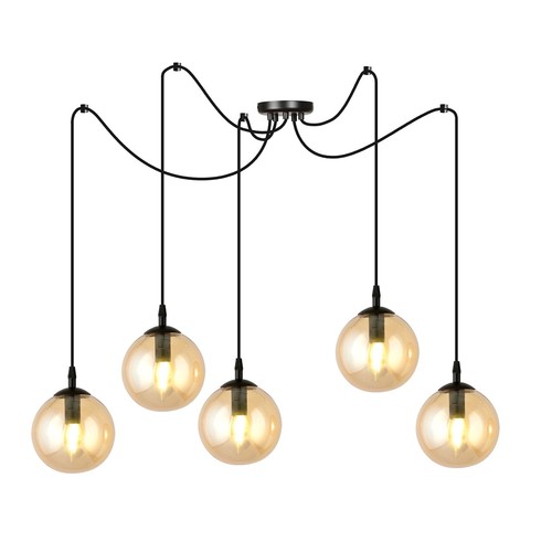 Gigi 5 Sort/Rav pendellampe - Ø14 cm, E14, 230V, uten lyskilde