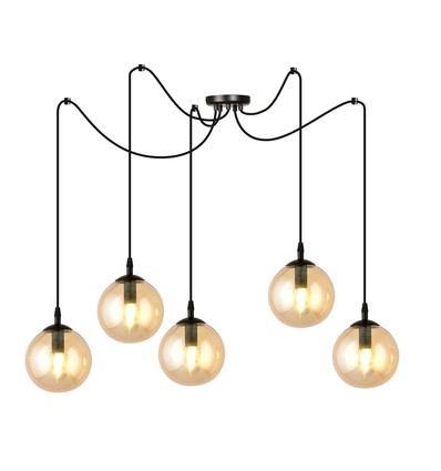 Gigi 5 Sort/Rav pendellampe - Ø14 cm, E14, 230V, uten lyskilde
