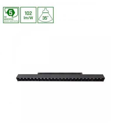 System Shift - Grid L Skinne Lys 22W - 404x23x42mm, 35°, Svart, 2 Kretser.