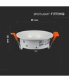 GU10 innbyggingsspot - Rund, hvit, Ø75 mm hull, springless låsesystem, uten lyskilde