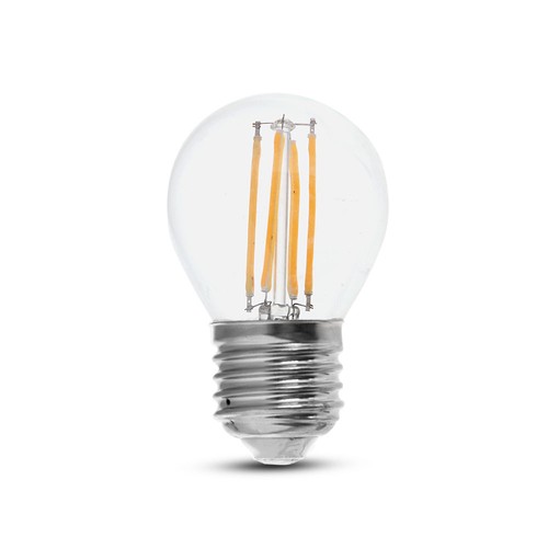 E27 6W LED kronepære filament - G45, 800lm, 133lm/W, klart glass, 6400K