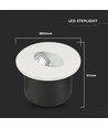 3W Ø7,5cm rund LED innbyggingsspot til trapper - 270lm, 4000K, hvit, hull: Ø6,2 cm