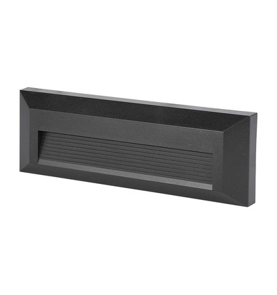 3W LED trappespot - IP65, sort, rektangulær, 4000K, 110lm