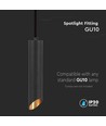 GU10 pendel i sort aluminium, Ø5,5cm - 30cm lang, IP20 innendørs, uten lyskilde
