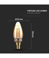 E14 2W LED Art Filament kertepære - Amber glass, 1800K, varm hvit, 65lm