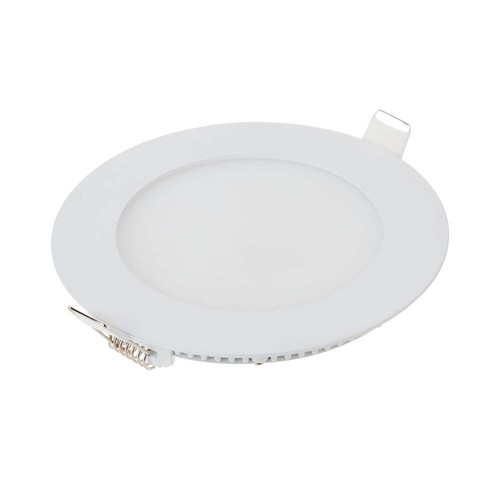 6W Ø12cm LED innbygningspanel - Hull: Ø11 cm, Mål: Ø12 cm, hvit kant, inkl. lyskilde