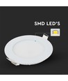 6W Ø12cm LED innbygningspanel - Hull: Ø11 cm, Mål: Ø12 cm, hvit kant, inkl. lyskilde