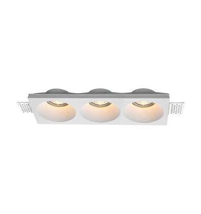 3xGU10 innfellingsspot i gips, rund - Hvit, IP20, Hull: 285x105 mm, Mål: 280x100x40 mm