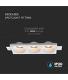 3xGU10 innfellingsspot i gips, rund - Hvit, IP20, Hull: 285x105 mm, Mål: 280x100x40 mm