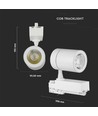 35W 3-faset skinnespot - Hvit, 4000K, 24 grader, COB LED
