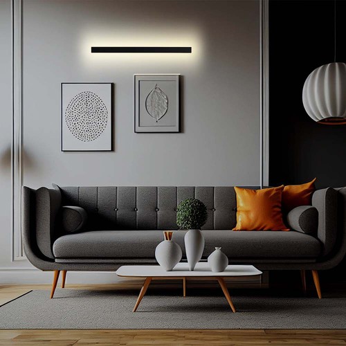 20W LED lineær vegglampe, 101cm - IP65, 4000K, antrasitt, 1010x60x50mm