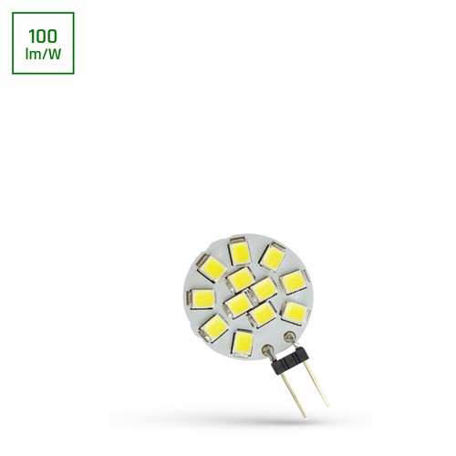 LED G4 1,2W - 12V, 12 LED, kald hvit, 20mm, Spectrum.