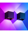 6W CUBIC vegglampe - IP65, RGB+CCT, Zigbee, sort, firkantet, opp/ned, justerbar, inne / ute, inkl. lyskilde