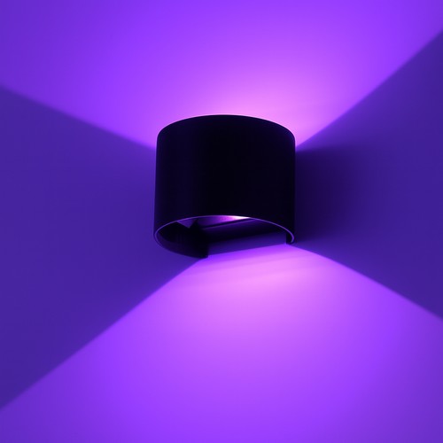 6W Vegglampe - IP65, Rund, RGB + CCT Tuya, Sort, Opp/ned, Justerbar, Inne / ute, Inkl. lyskilde