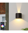 6W Vegglampe - IP65, Rund, RGB + CCT Tuya, Sort, Opp/ned, Justerbar, Inne / ute, Inkl. lyskilde
