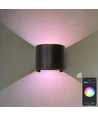 6W Vegglampe - IP65, Rund, RGB + CCT Tuya, Sort, Opp/ned, Justerbar, Inne / ute, Inkl. lyskilde
