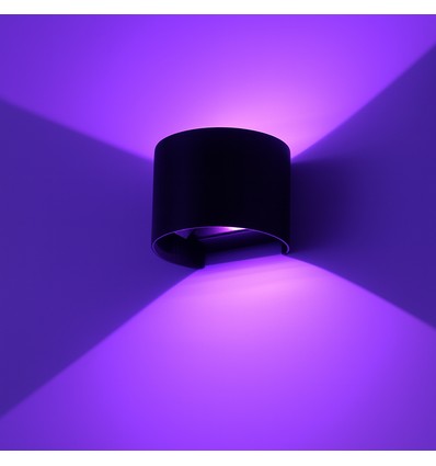 6W Vegglampe, Hue-kompatibel - IP65, Rund, RGB+CCT, Zigbee, sort, opp/ned, justerbar, inne/ute, inkl. lyskilde