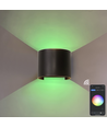 6W Vegglampe, Hue-kompatibel - IP65, Rund, RGB+CCT, Zigbee, sort, opp/ned, justerbar, inne/ute, inkl. lyskilde