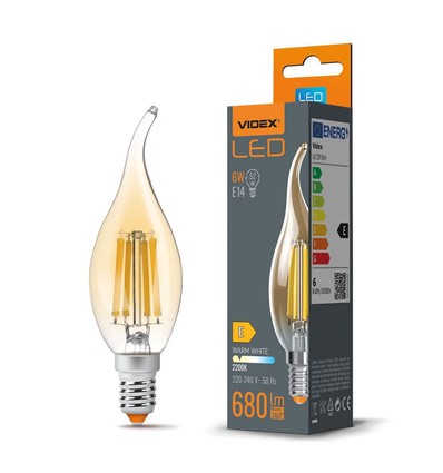 E14 6W LED kronelys med flammeeffekt - 680lm, 2200K, 360 grader, flicker free, erstatter 52W