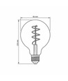 E27 4W dimbar LED pære - G95, spiral filament, amber glass, 2200K, flicker free