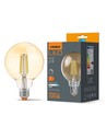 E27 7W dimbar LED pære - G95, Amber glass, Filament, 2200K, erstatter 53W