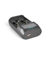 Universal batterilader med LCD display - 2 kanaler, USB-C, Ni-Mh/Li-Ion/LiFePO4, powerbank funksjon