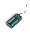 Universal batterilader med LCD display - 2 kanaler, USB-C, Ni-Mh/Li-Ion/LiFePO4, powerbank funksjon
