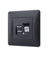 Binera CAT6 nettverkskontakt - RJ45, IP20, grafitt sort, 86x86 mm