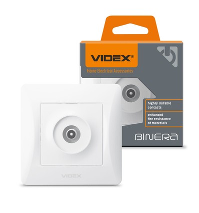 Videx Binera hvit TV-kontakt - Komplett, 1 uttak, IP20 innendørs