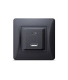 USB-A + Type-C stikkontakt 20W hurtiglader - Sort grafitt, 2.4A, IP20 innendørs