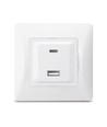 Binera stikkontakt med USB-A + USB-C PD20W - Hvit, innfelt, 16A, IP20
