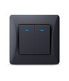 2-kanals bryter med indikatorlys - 86x86mm, IP20, sort