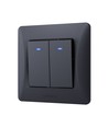 2-kanals bryter med indikatorlys - 86x86mm, IP20, sort