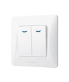 2-kanals bryter med indikatorlys - 86x86mm, IP20, hvit