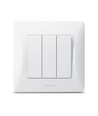3-kanals bryter - 86x86mm, IP20, hvit