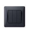 3-kanals bryter - 86x86mm, IP20, sort