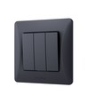 3-kanals bryter - 86x86mm, IP20, sort