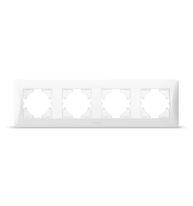 Binera 4-hulls horisontal ramme - Hvit, IP20, 299 x 86 mm, til brytere og stikkontakter